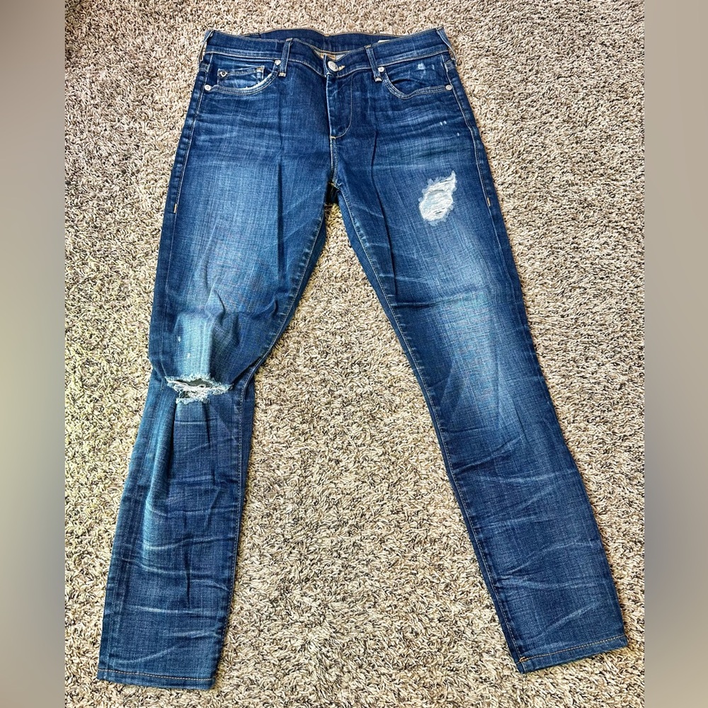 True Religion Jeans Halle Women’s Size 28 Mid Rise Super Skinny Blue Denim USA - Picture 2 of 9